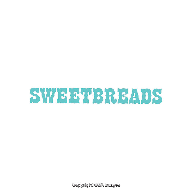 Bold Blue Sweetbreads Text in Rustic Typography on White Background