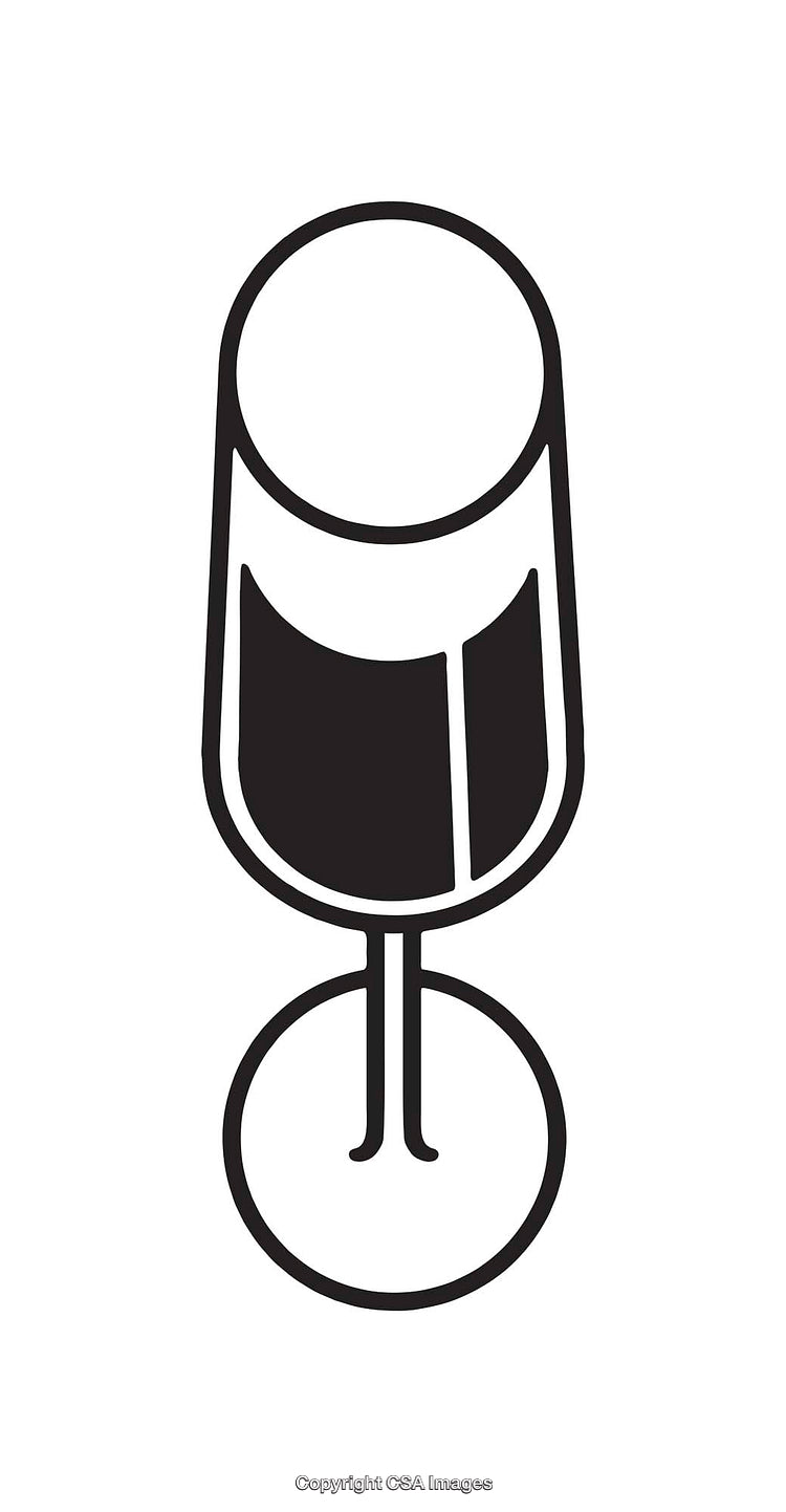 Black and White Line Art Illustration of a Drink Glass Symbol