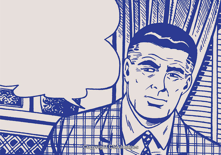 Retro Style Comic Illustration of a Man With Speech Bubble