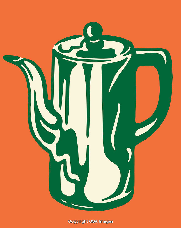 Colorful Line Art Illustration of a Vintage Coffee Pot Design