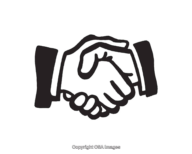 Handshake Illustration Depicting Agreement and Partnership in Black and White Style