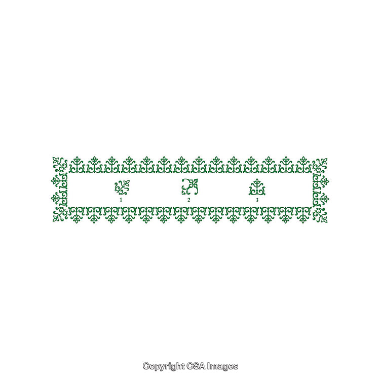 Intricate Green Ornamental Border Design with Floral and Geometric Patterns