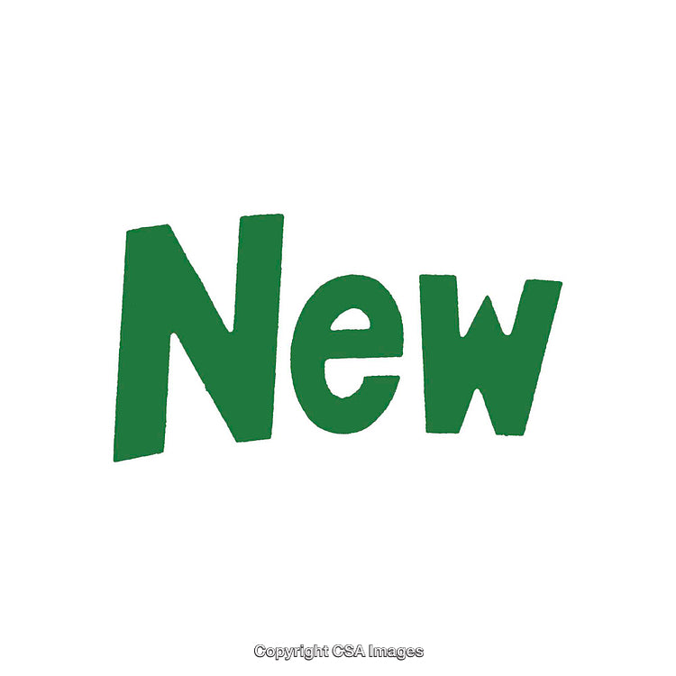 Green "New" Text on White Background in Bold Style