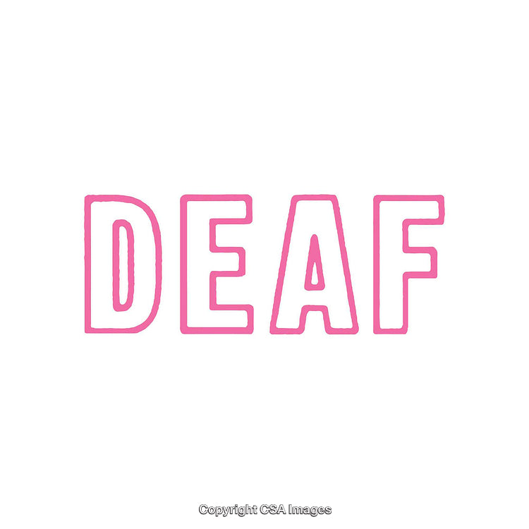 Bold Pink Outline Text Displaying Deaf on a White Background