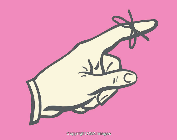 Illustration of a Finger with a Reminder String on Pink Background