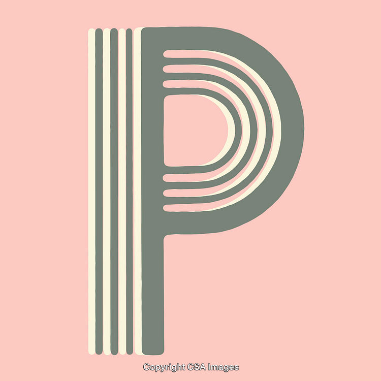 Stylized Letter P With Geometric and Retro Design Elements