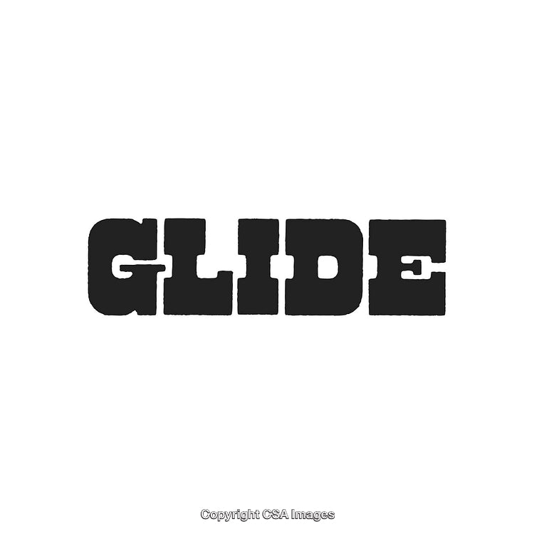 Bold Stencil Style Word Glide on White Background for Graphic Design Projects