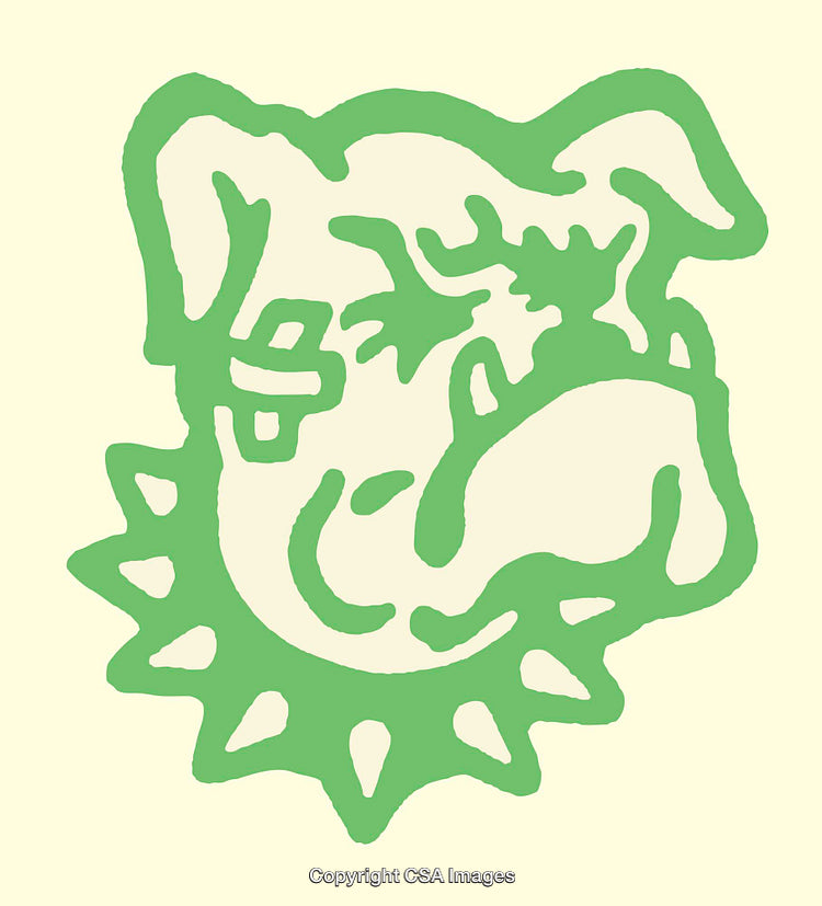 Colorful Line Art Illustration of a Stylized Dog with Abstract Design Elements