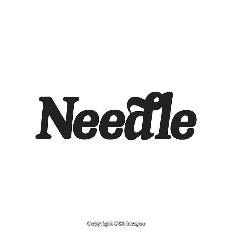 Bold Needle Typography with Creative Text Design in Black on White