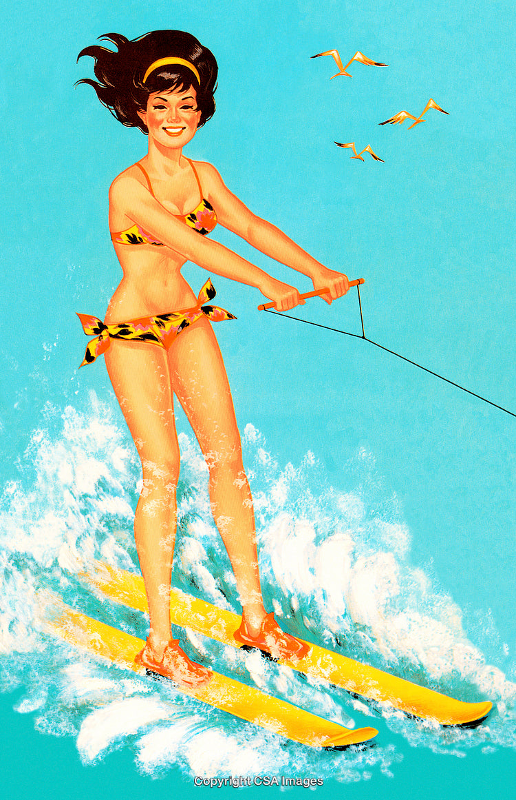 Young Woman Enjoying a Fun Summertime Water Skiing Adventure