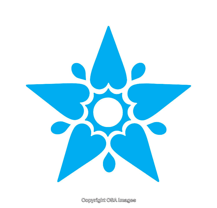 Blue Symbol Design Featuring Geometric Patterns and Organic Shapes