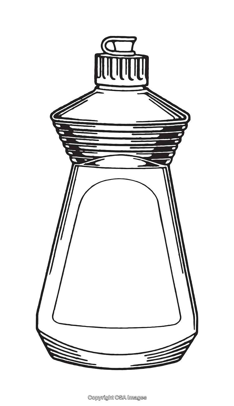 Black And White Line Art of a Plastic Dish Soap Bottle
