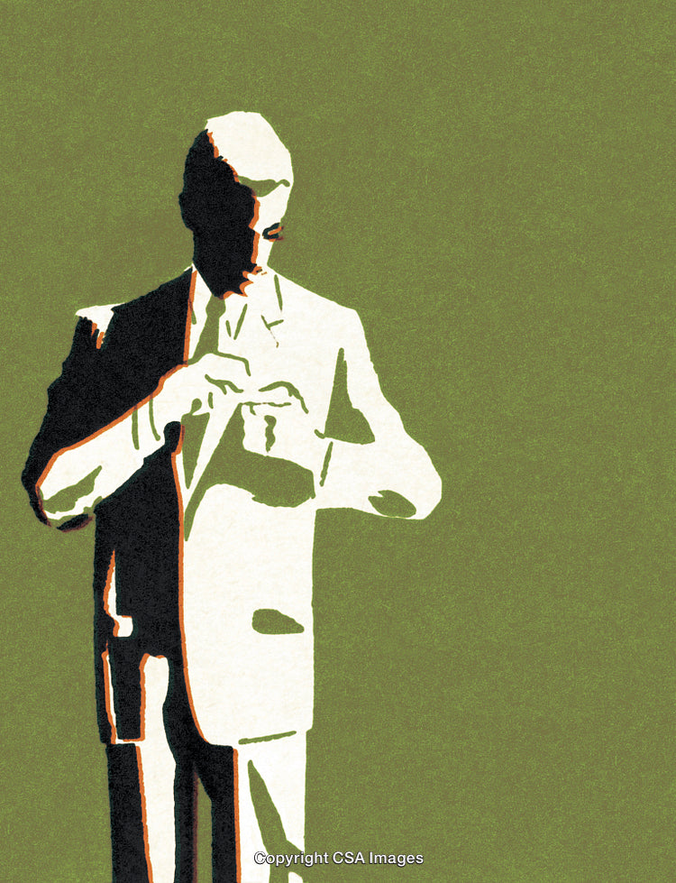 Silhouetted Portrait of Businessman in Minimalist Style on Green Background