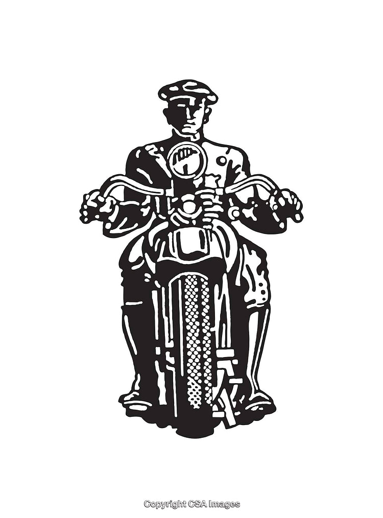 Vintage Black And White Motorcycle Line Art Illustration in Classic Style