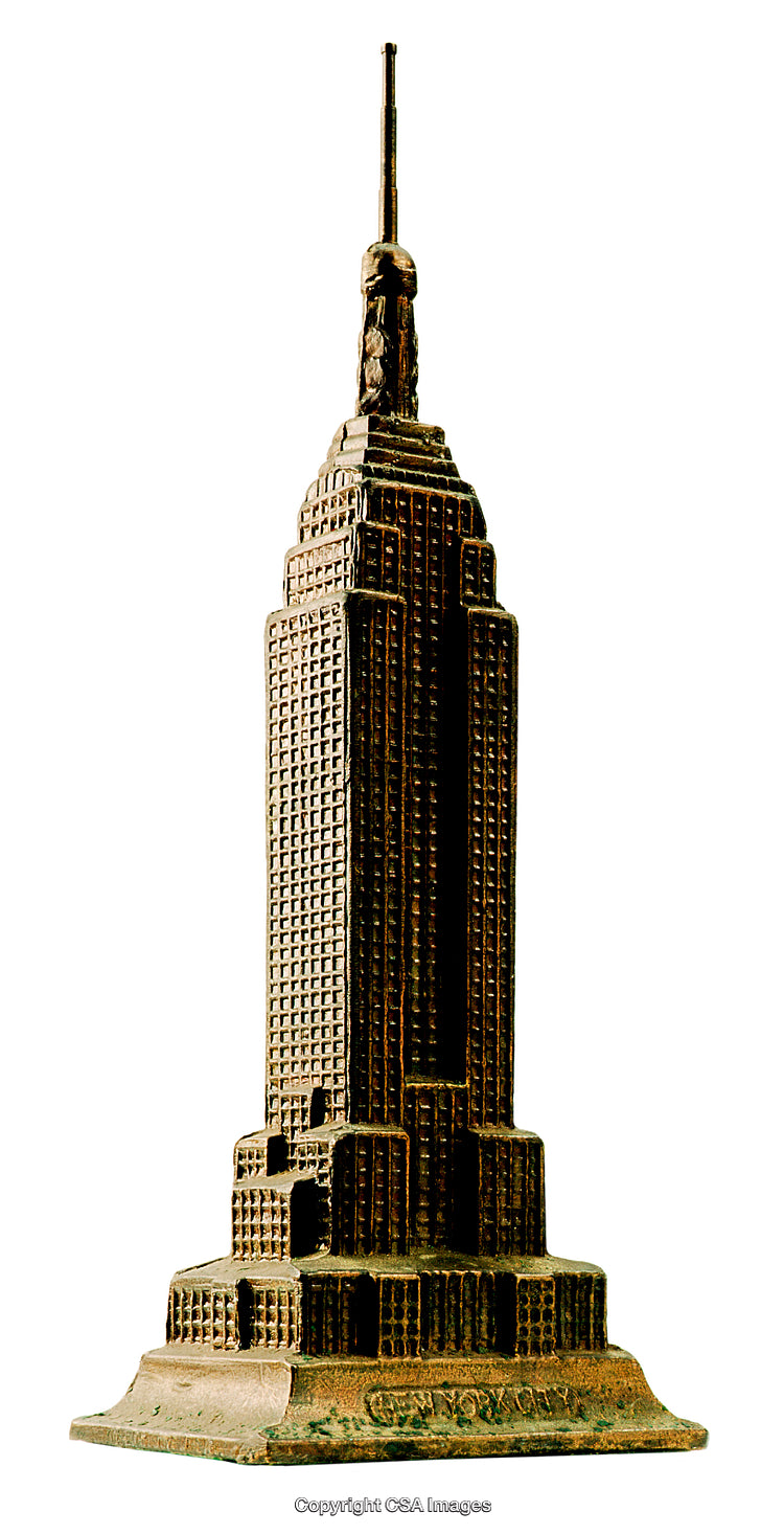 Bronze Replica of a Famous Tower Building on a White Background
