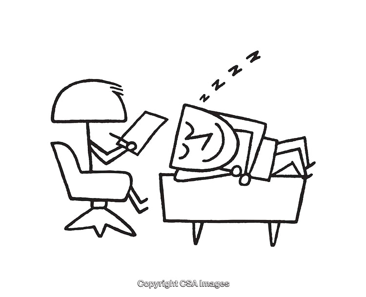 Humorous Line Art Depiction of Therapy Session with Sleeping Patient