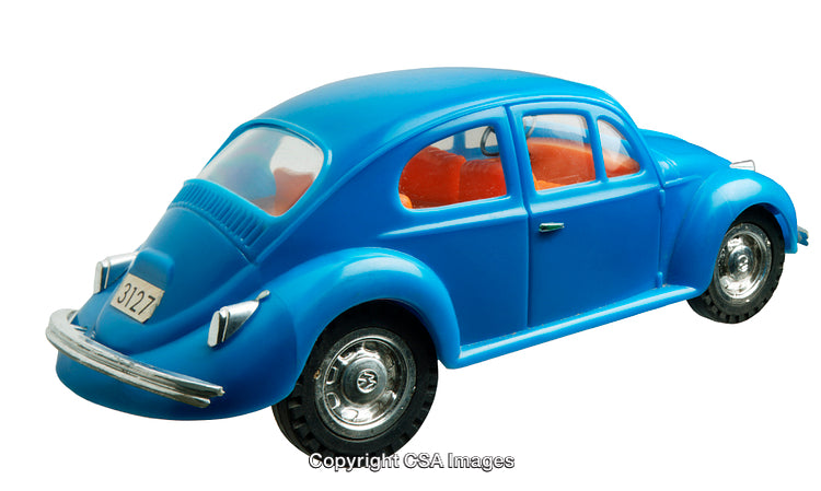 Blue Toy Car with Detailed Design Against White Background