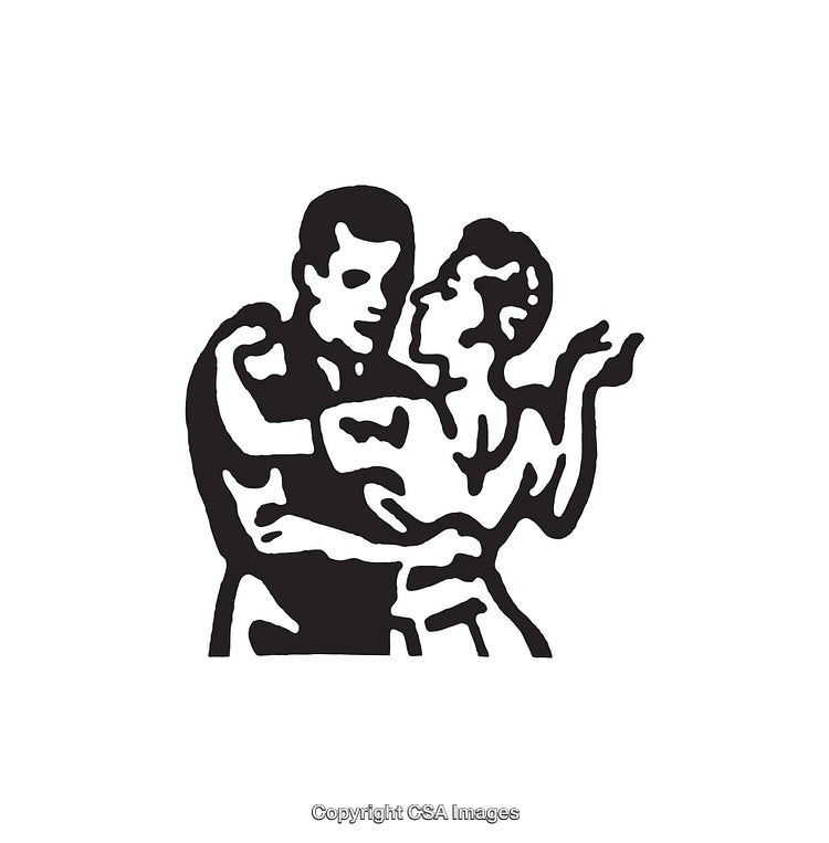 Elegant Line Art Illustration of a Dancing Couple in Black and White