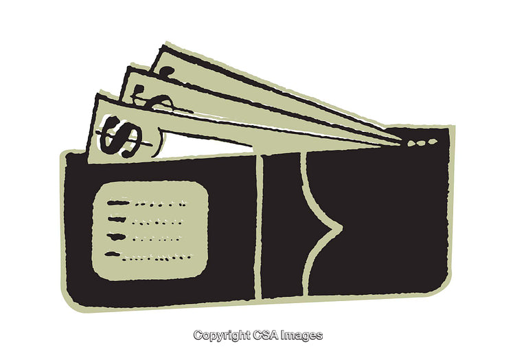 Stylized Illustration of a Wallet Holding Multiple Currency Notes
