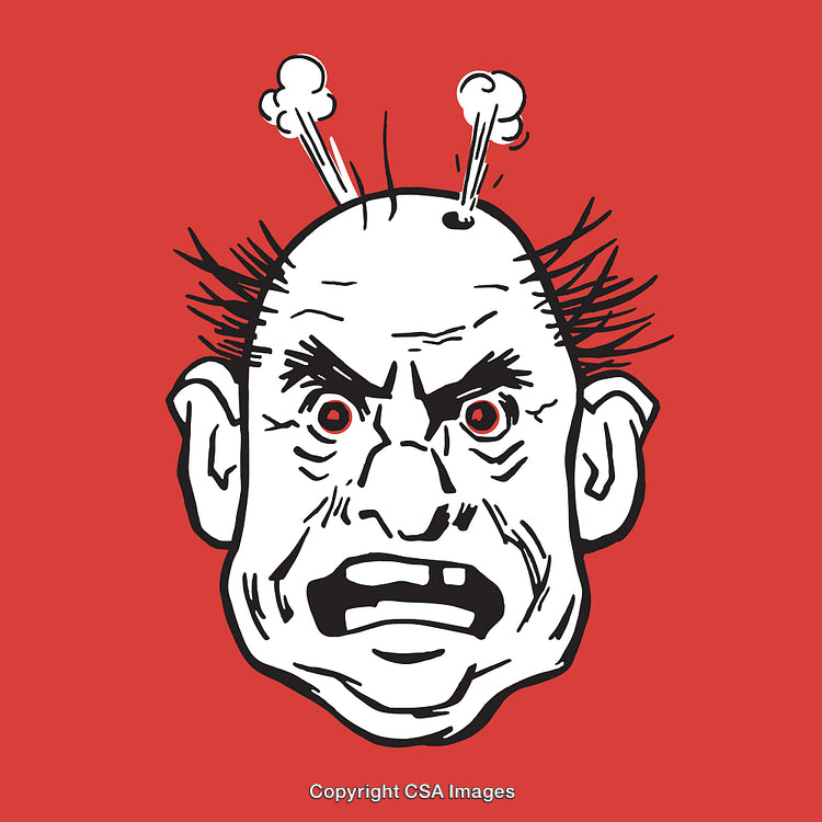 Angry Cartoon Character with Red Background and Steam Expressions
