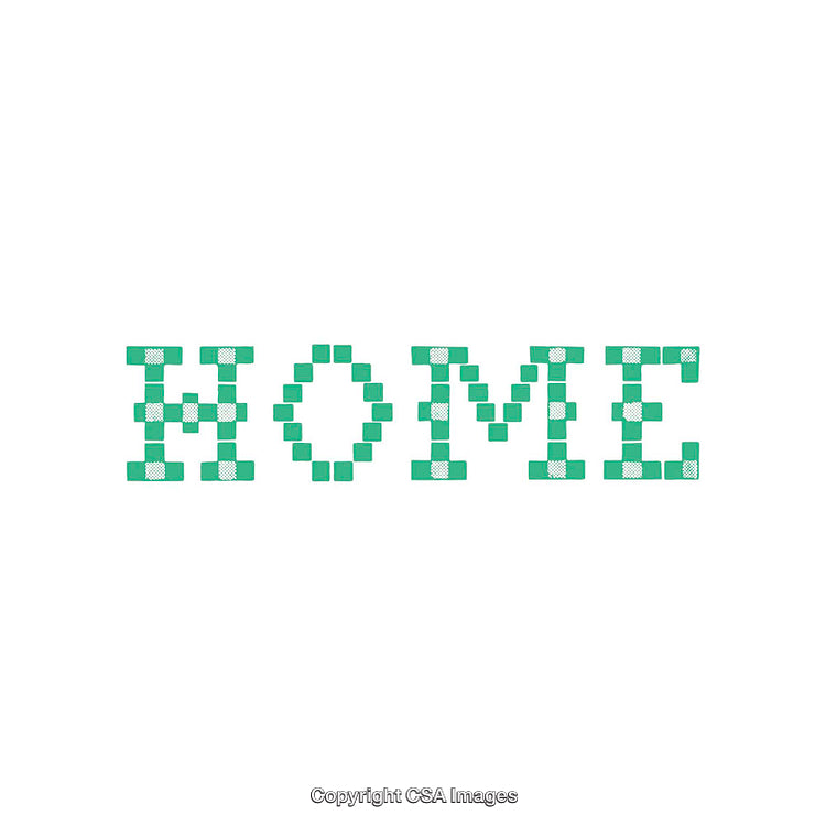 Stylish Green Text Design Spelling 'Home' in Block-Like Font Style