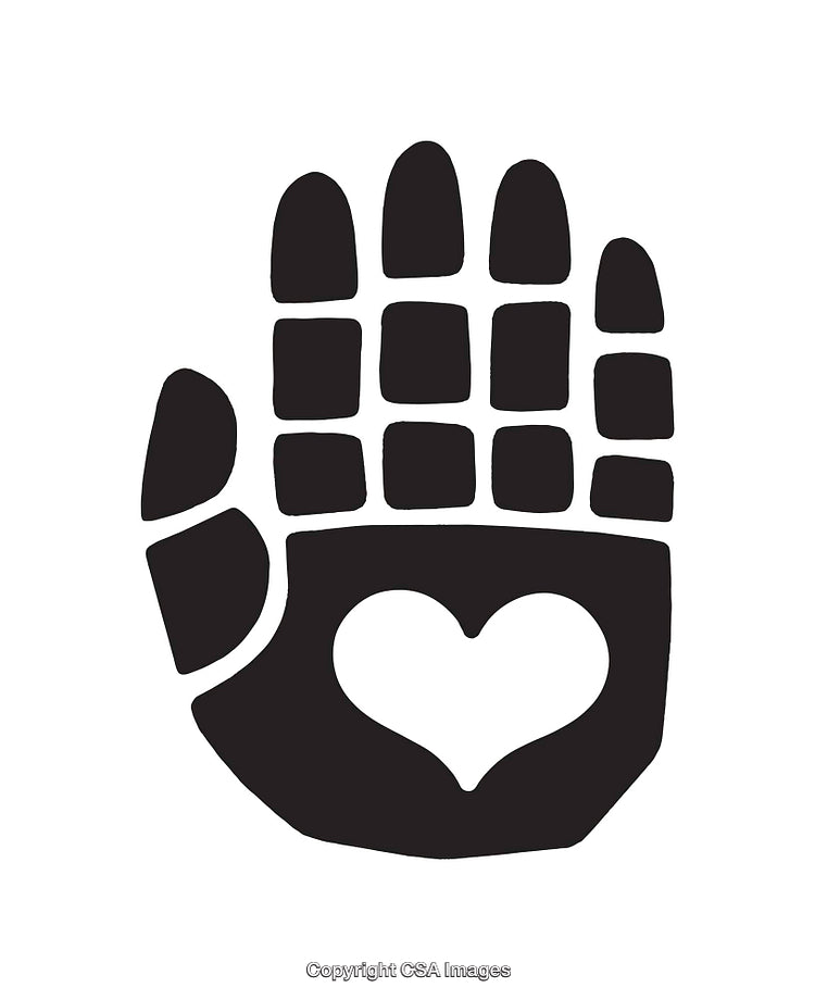 Paw Print Illustration Featuring Heart Design in Black and White Line Art