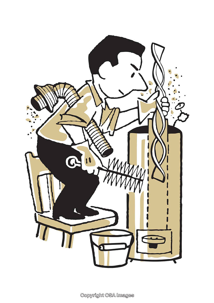 Illustration of a Man Operating a Contemporary Inventive Device