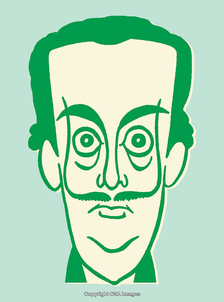 Colorful Line Art Illustrative Portrait With Bold Green and Beige Tones