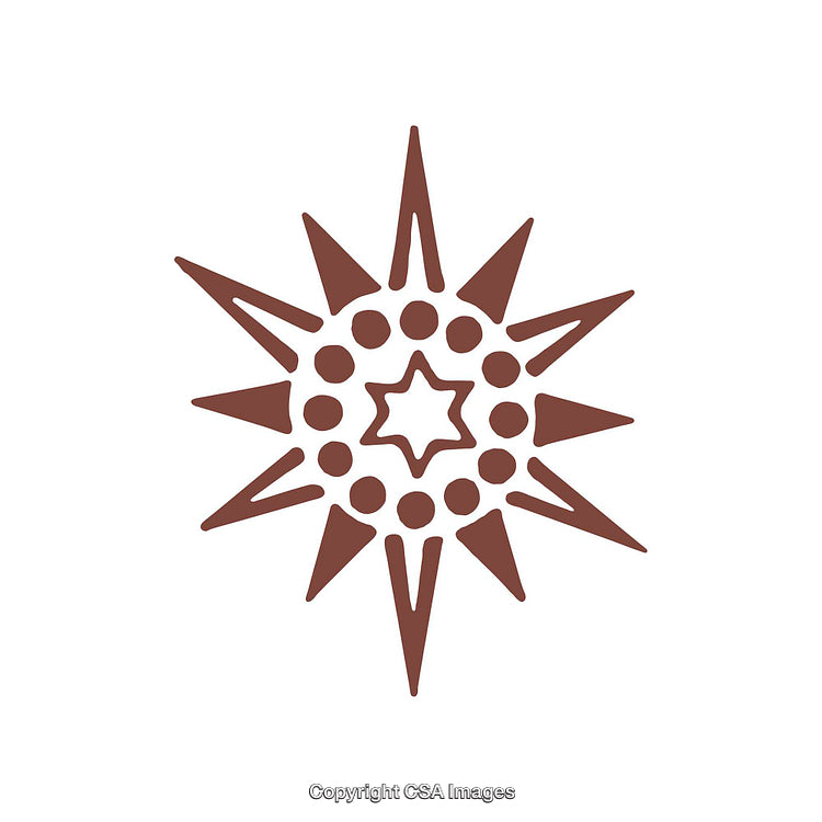 Decorative Starburst Design with Geometric Shapes on a White Background