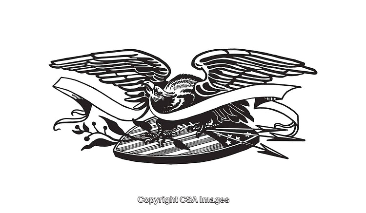 Majestic Eagle Illustration with Traditional Symbols of Freedom and Strength