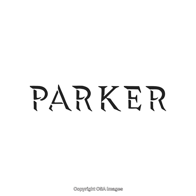 Stylized Parker Text Logo in Unique Bold Typography on White Background
