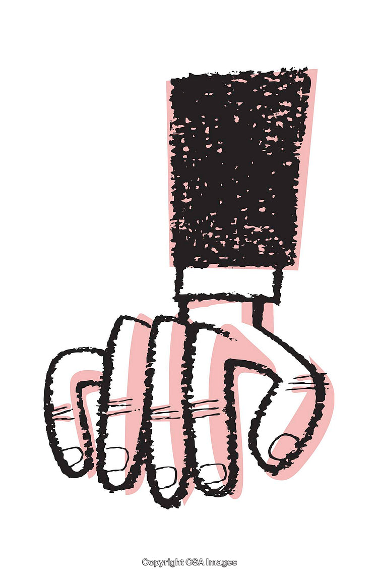 Abstract Hand Illustration with Textured Details and Vibrant Pink Tones