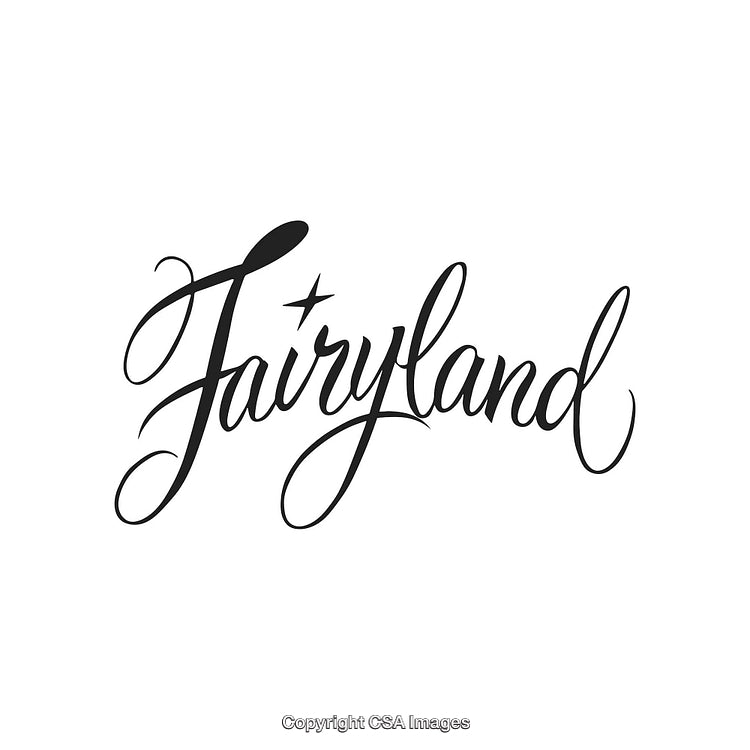 Elegant Fairyland Calligraphy Design with Stylish Lettering in Monochrome