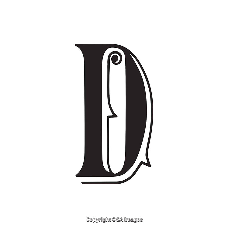 Ornate Typographic Design Featuring the Capital Letter D in Black