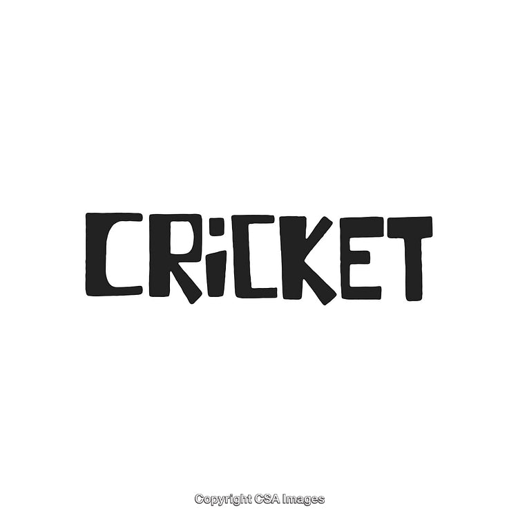 Stylized Black Text of the Word Cricket on White Background