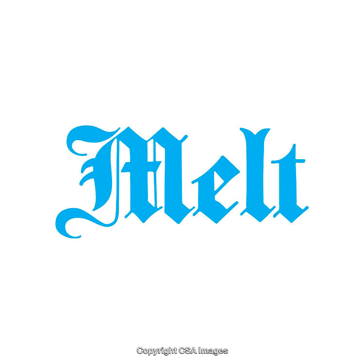 Blue Gothic Typography Display on White Background