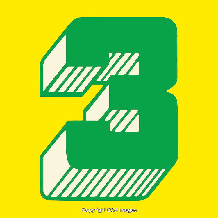 Bold Graphic Design Featuring The Number Three in Yellow and Green Colors