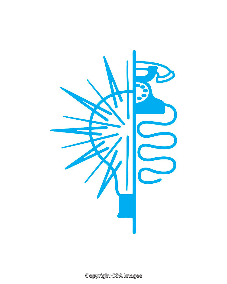 Creative Blue Icon Combining Sunburst and Vintage Telephone Elements