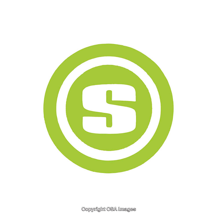 Green Circular Emblem with Letter S Inside On White Background