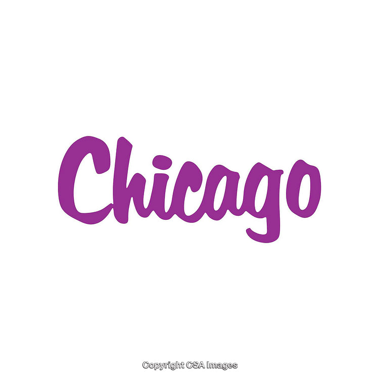 Purple Script Text Artfully Spelling the Word Chicago