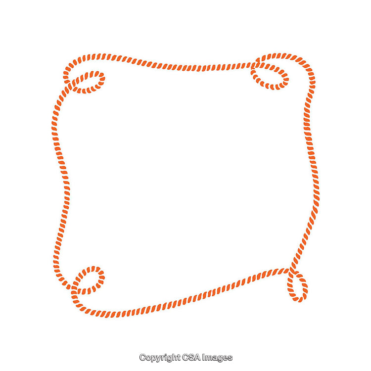 Abstract Orange Rope Frame Design with Loops on White Background