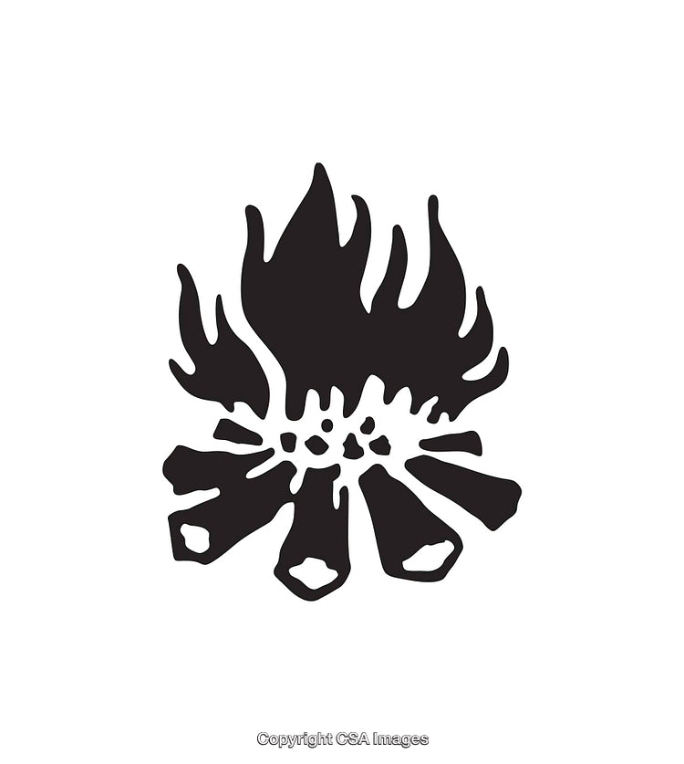Black and White Campfire Icon in Minimalistic Style