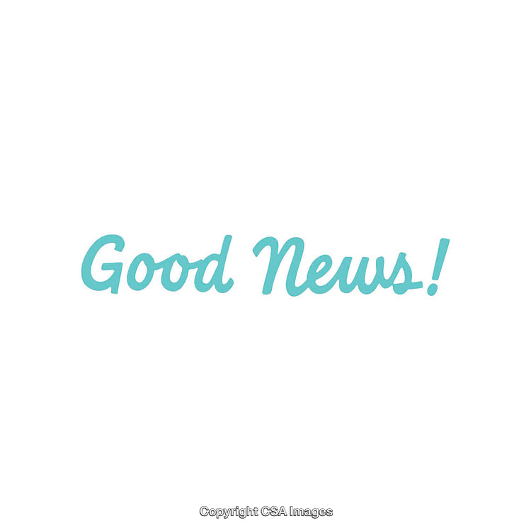 Bright Teal Good News Message on Clean White Background