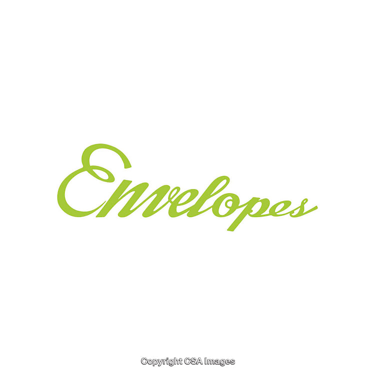 Stylized Green Text 'Envelopes' Displayed on a Clean White Background