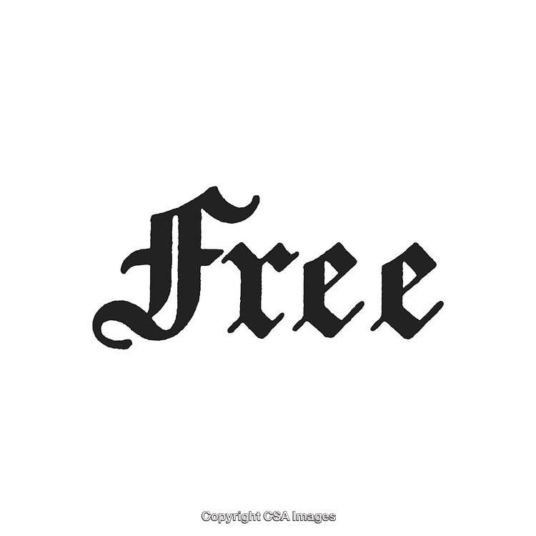 Vintage Blackletter Typography Spelling the Word 'Free' in Old English Font