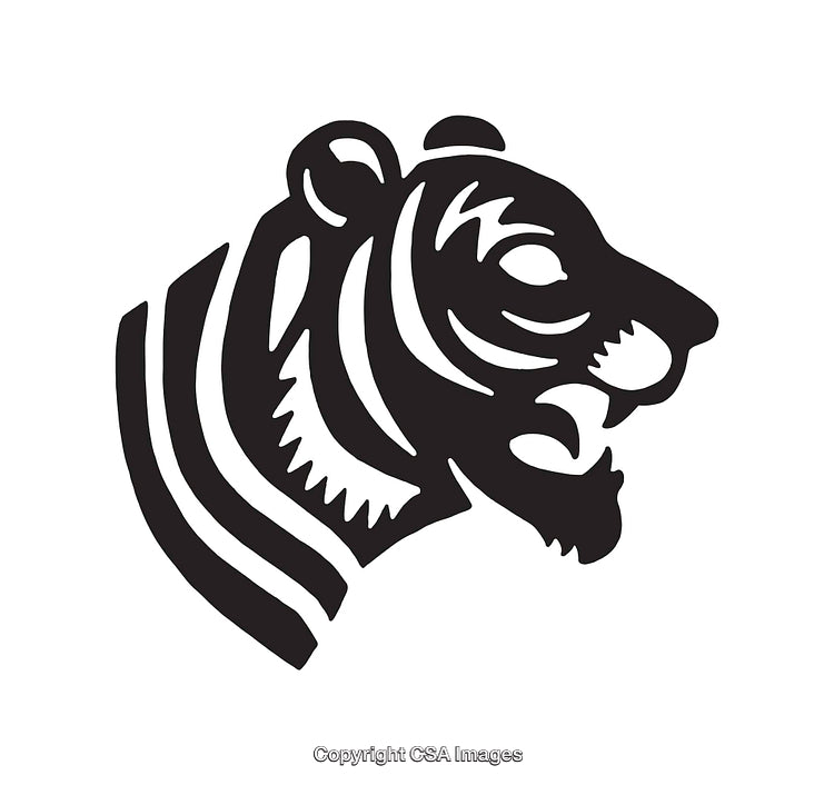 Black and White Minimalist Tiger Line Art Illustration