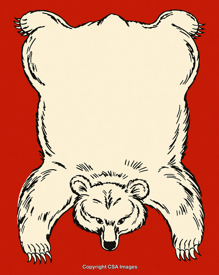 Abstract Illustration of Bear Skin Rug on Red Background