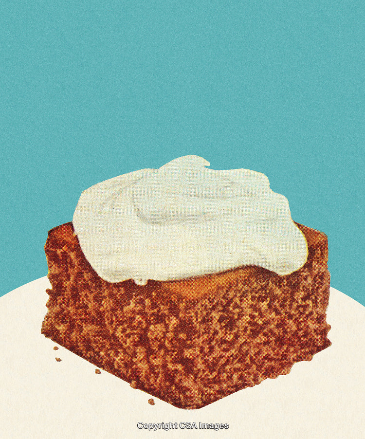 Delicious Chocolate Cake Slice Topped with Whipped Cream on a Bold Blue Background