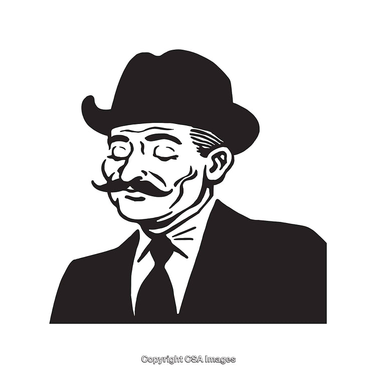 Illustration of Classic Gentleman with Mustache and Hat in Retro Style