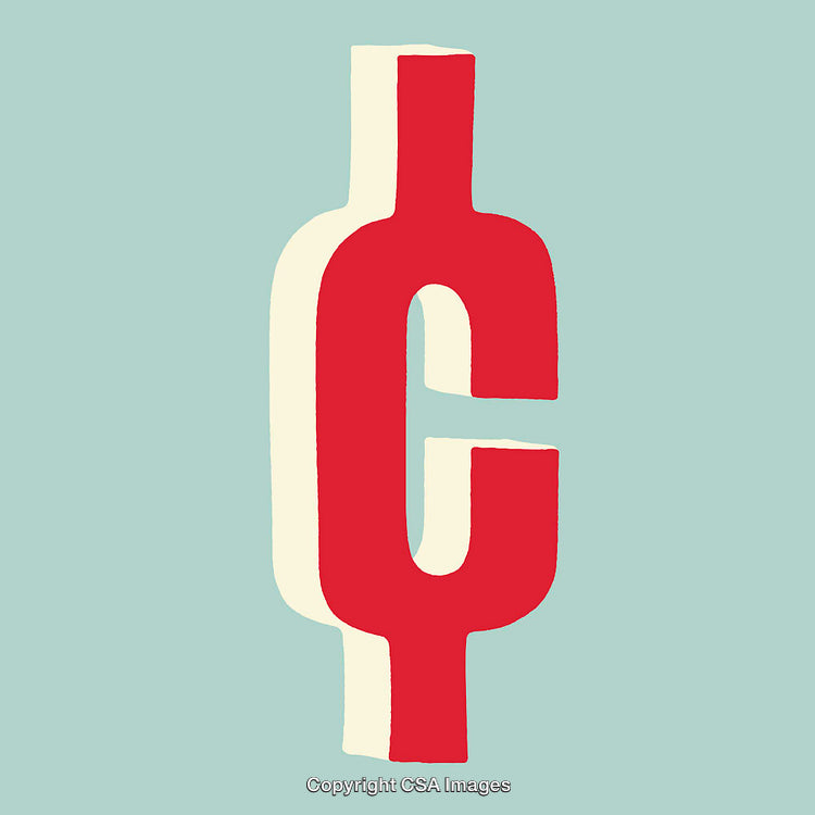 Minimalistic Cent Symbol in Bold Colors and Creative Design